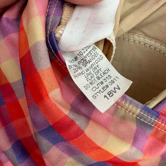 Girlhowdy Women’s Retro Pinup Inspired Multicolor Gingham Plaid One Piece Swimsu - Picture 5 of 15